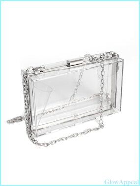 Clear Acrylic Crossbody Clutch Purse with Gold Chain Stadium Approved